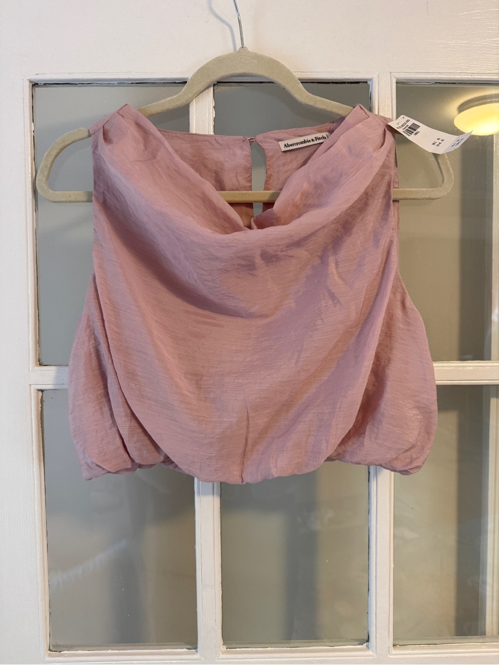 NWT Abercrombie & Fitch Pink Cowl Neck Sleeveless Top with bubble hem
